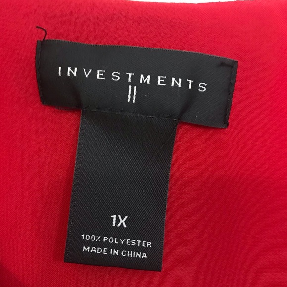 ❤️INVESTMENTS II 1X Red Blouse split sleeves - Picture 2 of 6